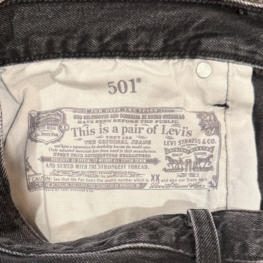 Levi's 501 Black Frayed Denim Shorts - Picture 2 of 5